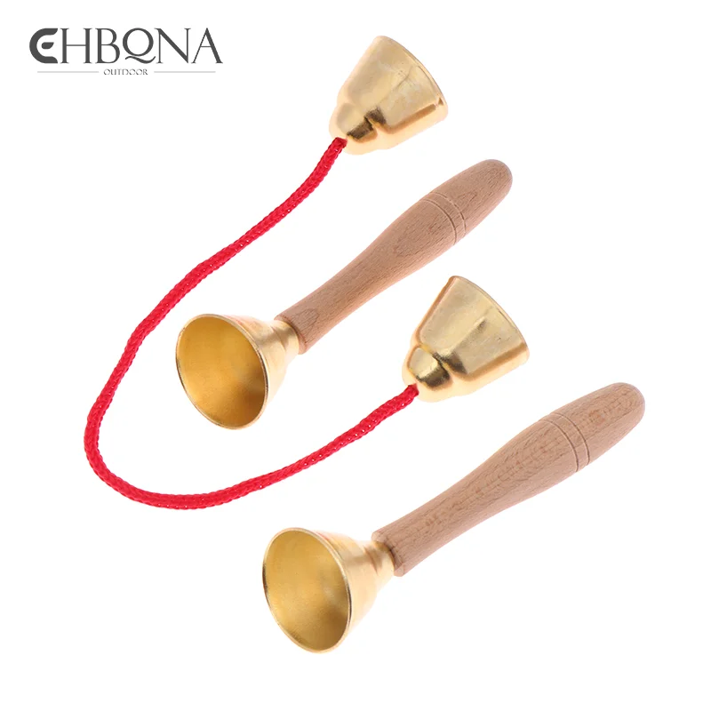1Pair Children Musical Instrument Toy Bells With Strings/Handles Montessori Orff Instrument Kindergarten Music Play Learning Toy