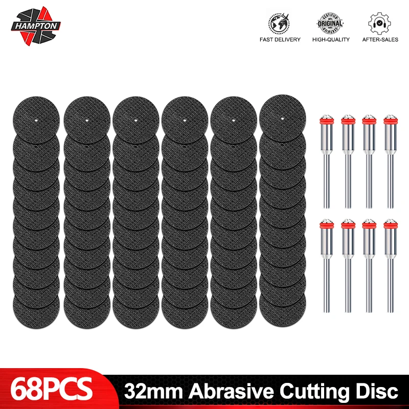 HAMPTON 68-teiliges 32-mm-Schleifscheiben-Set mit 3,0-mm-Mandrel, Schleifscheiben für Dremel-Rotationswerkzeug, Sägeblatt, Metallschleifscheibe