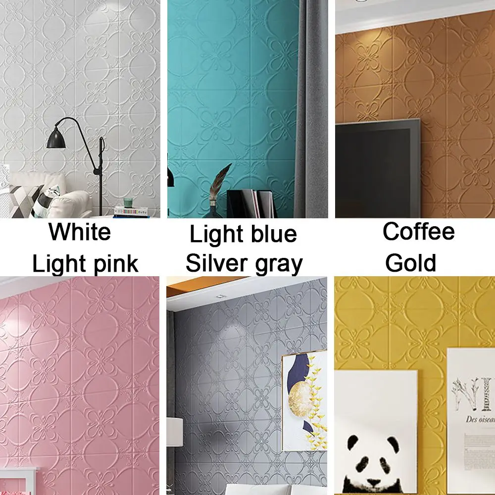 70x70cm Self-Adhesive Wallpaper 3D Brick Stickers DIY Waterproof Foam Wallpaper Kitchen Roof Ceiling Background Wall Decals