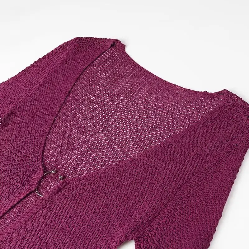 Vestido de otoño de punto calado para mujer, transparente, con escote en V, sin espalda, informal, para playa, vacaciones, maxivestido de punto, vestido de mujer nuevo