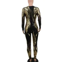 Fashion Patterned Sexy See-through Jumpsuit Women Slim Fit Pencil Trousers Rompers Female Party Club Nightclubs One-piece Pants - Image 4