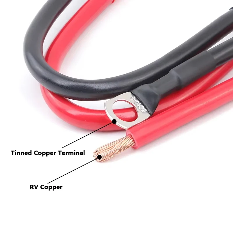 Premium Battery Connection Cable - PVC Insulated Pure Copper Wire with Tinned Copper Lug Terminal