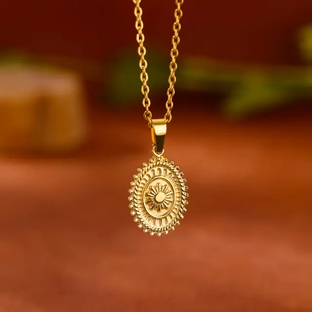 Collier géométrique en acier inoxydable pour femmes, pendentif tournesol, chaîne de clavicule, accessoires de bijoux esthétiques