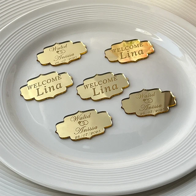 20/50/100 ส่วนบุคคลกระจกอะคริลิคหมวดหมู่งานแต่งงานที่กําหนดเองชื่อ Baptism แท็กตกแต่งแกะสลักกล่องขนม: ของขวัญอาบน้ําเด็ก 1