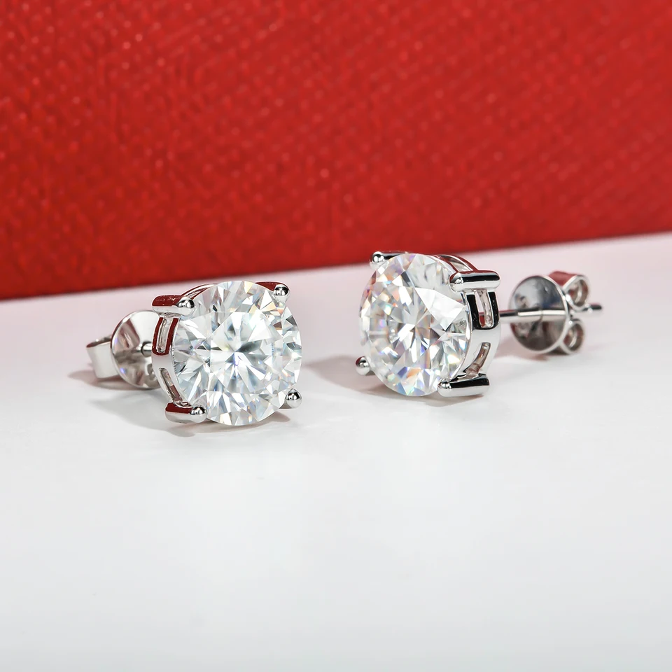 Orecchini A Bottone Solitario In Moissanite TW Da 400 Ct Oro - Foto 4