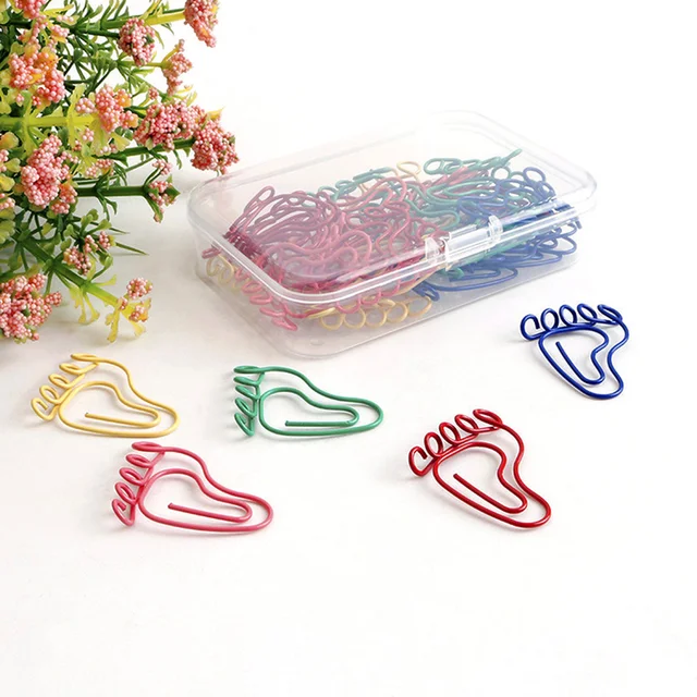 Little Feet Paper Clip Paperclips Office Kids Party Decoration Supplies Footprint Shaped Bookmarks Metal 5