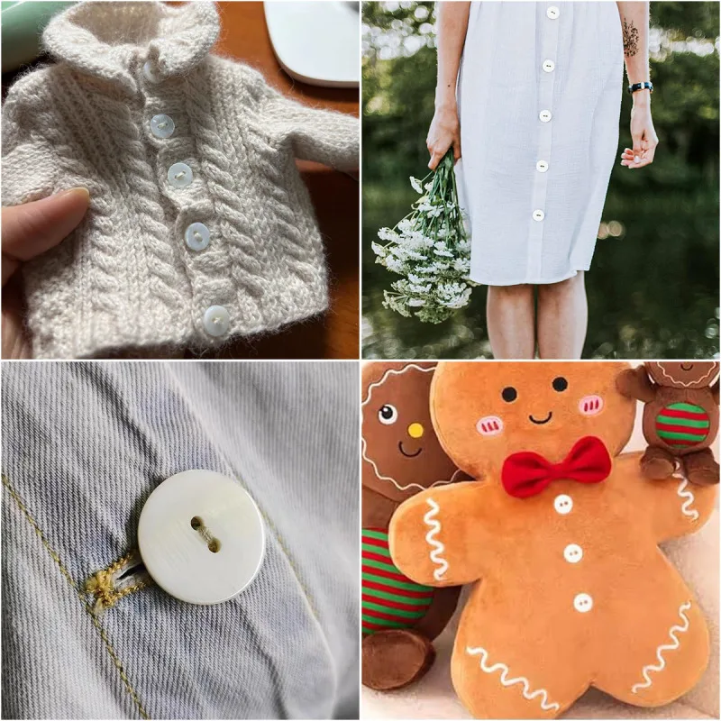 10PCS 머틸 사이즈 펄 쉘 버튼 의류 액세서리 DIY 공예 의류 장식 라운드 2 홀 쉘 버튼