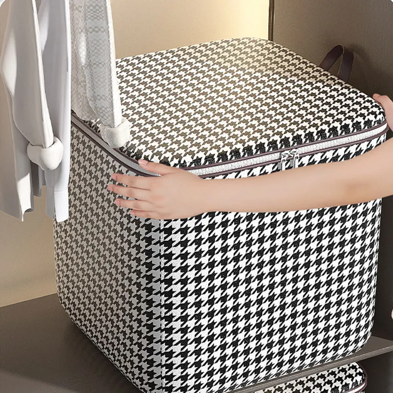 100L Large Capacity Pouch Storage Bags Clothes Quilt Organizer Container Non-woven Laundry Basket Dustproof Portable Luggage Bag 5