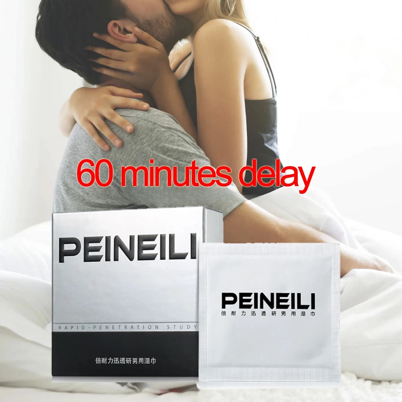 

Peineili Portable 60 Minutes Long Lasting Power Delay Men Wet Tissues Wet Wipes Men's Penis Delay For Travel Hotel 12pcs per box