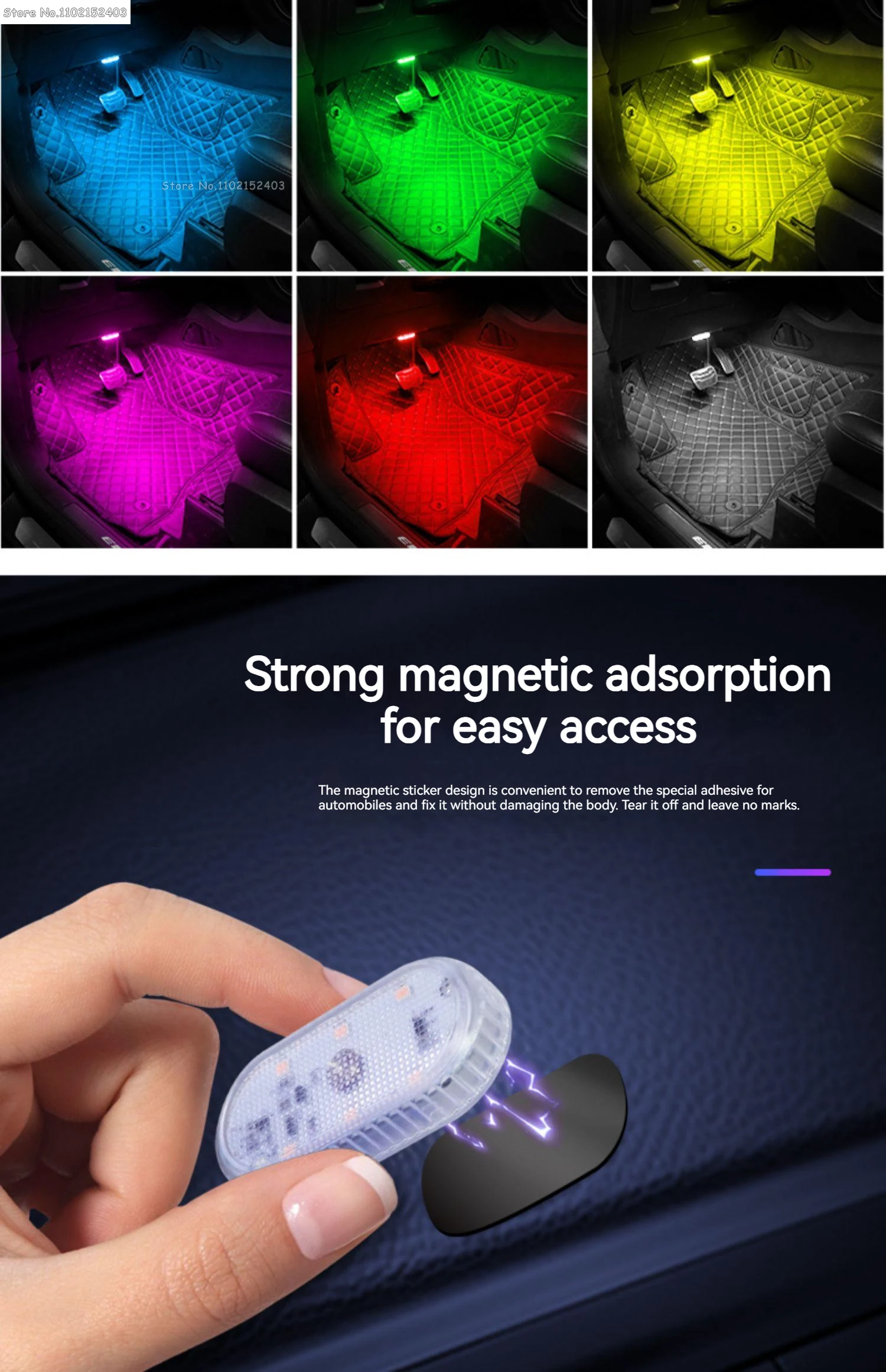Car Interior LED Sensor Light USB Rechargeable Touch Switch 1Pcs