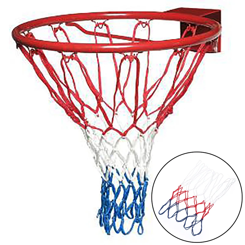 Standard Basketball Net Durable Nylon Thick Thread Three Color Universal Basketball Net Mesh Replacement