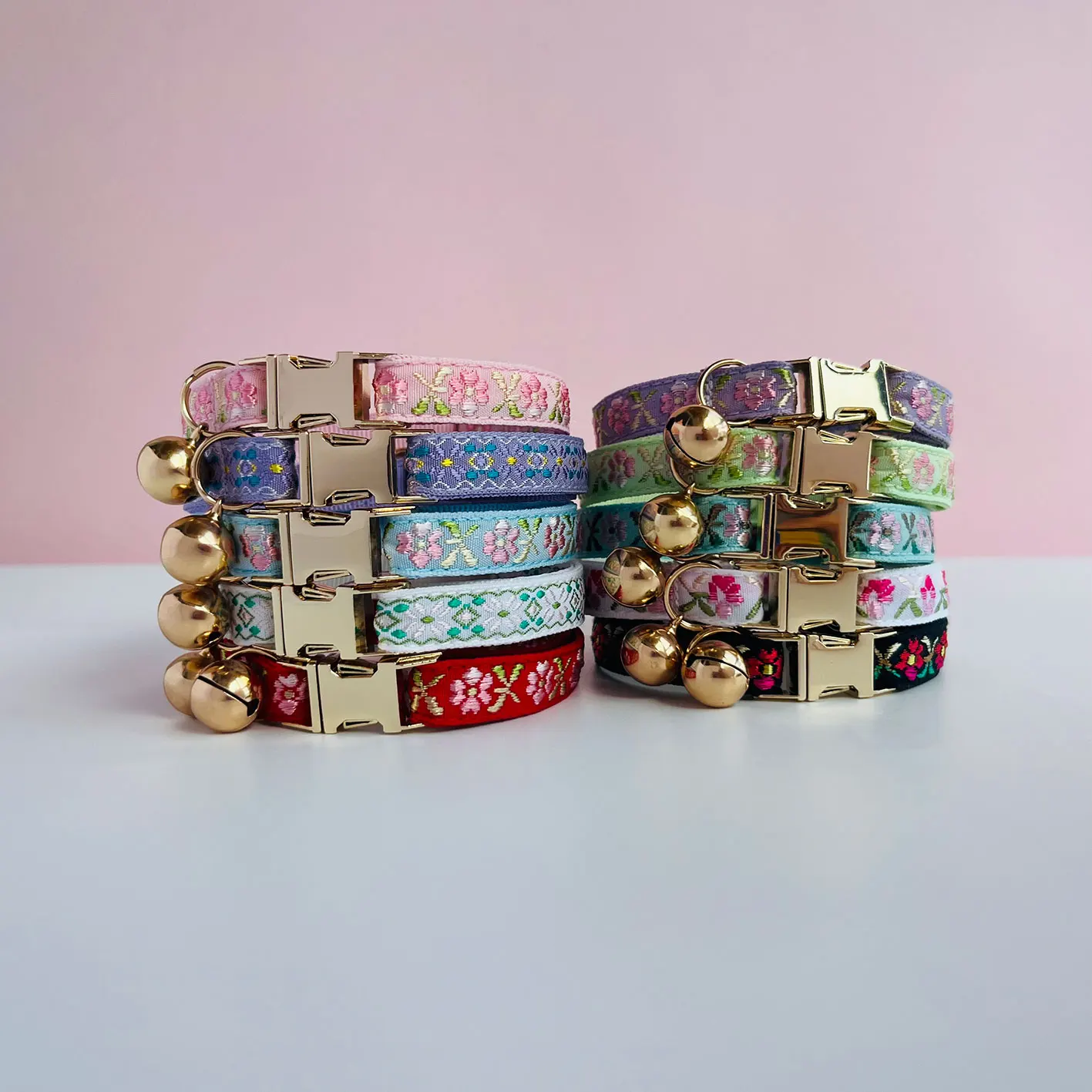 Customize Name Personalized Colorful Woven Pattern Cat Collar Jacquard Design Safety Breakaway Buckle_voghion.com