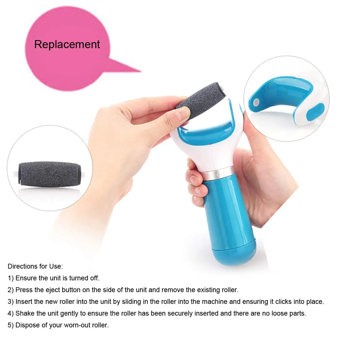 Foot Care Tool Heads Pedi Hard Skin Remover Refills Replacement Rollers For File Foot Care Tool 4