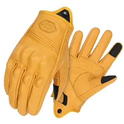 All - Season Waterproof Breathable Leather Motorcycle Gloves - XXL (SU06 Yellow)