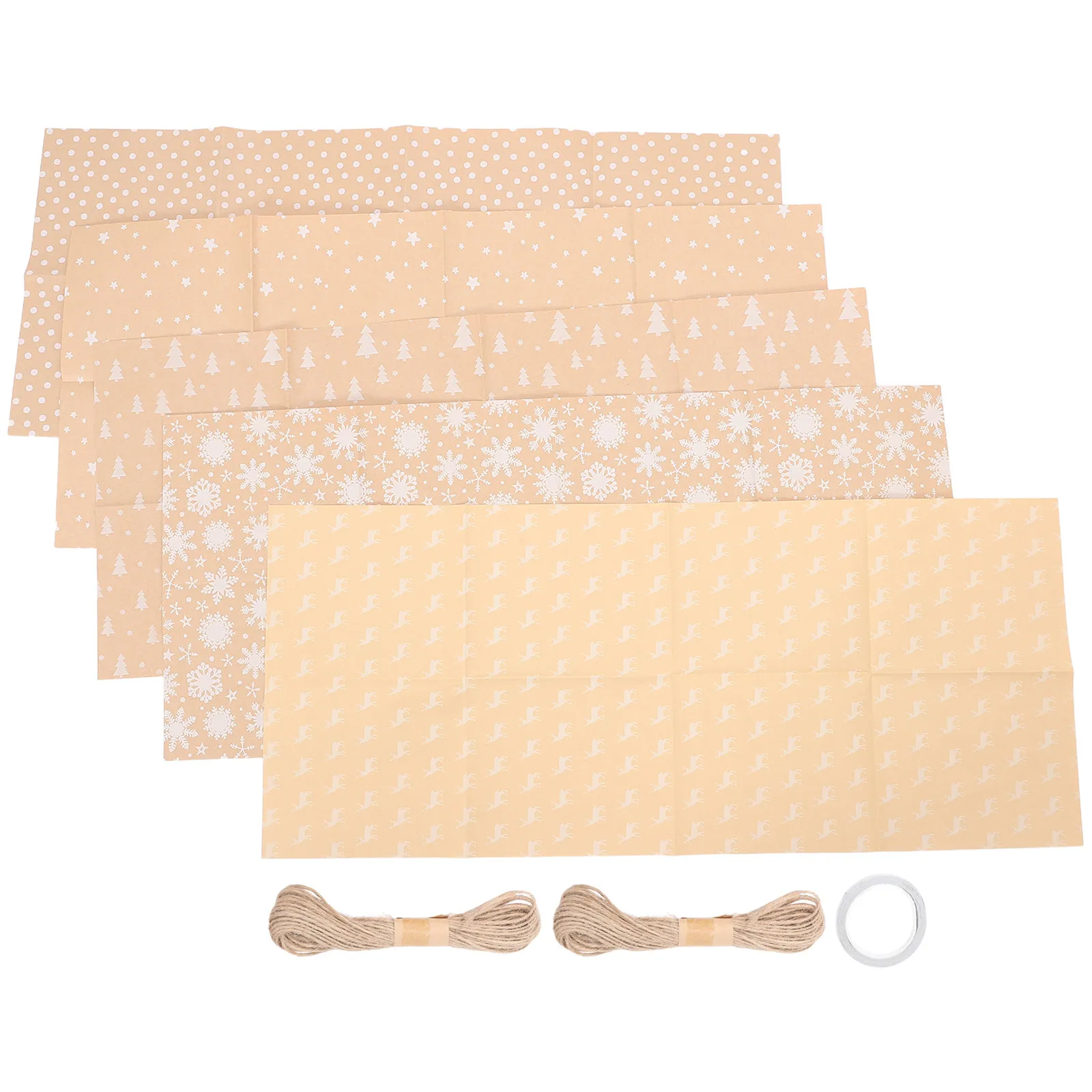 5Pcs 크래프트 포장지 롤 축제 눈송이 패턴 크리스마스 선물 포장 꽃 꽃다발 결혼식 생일
