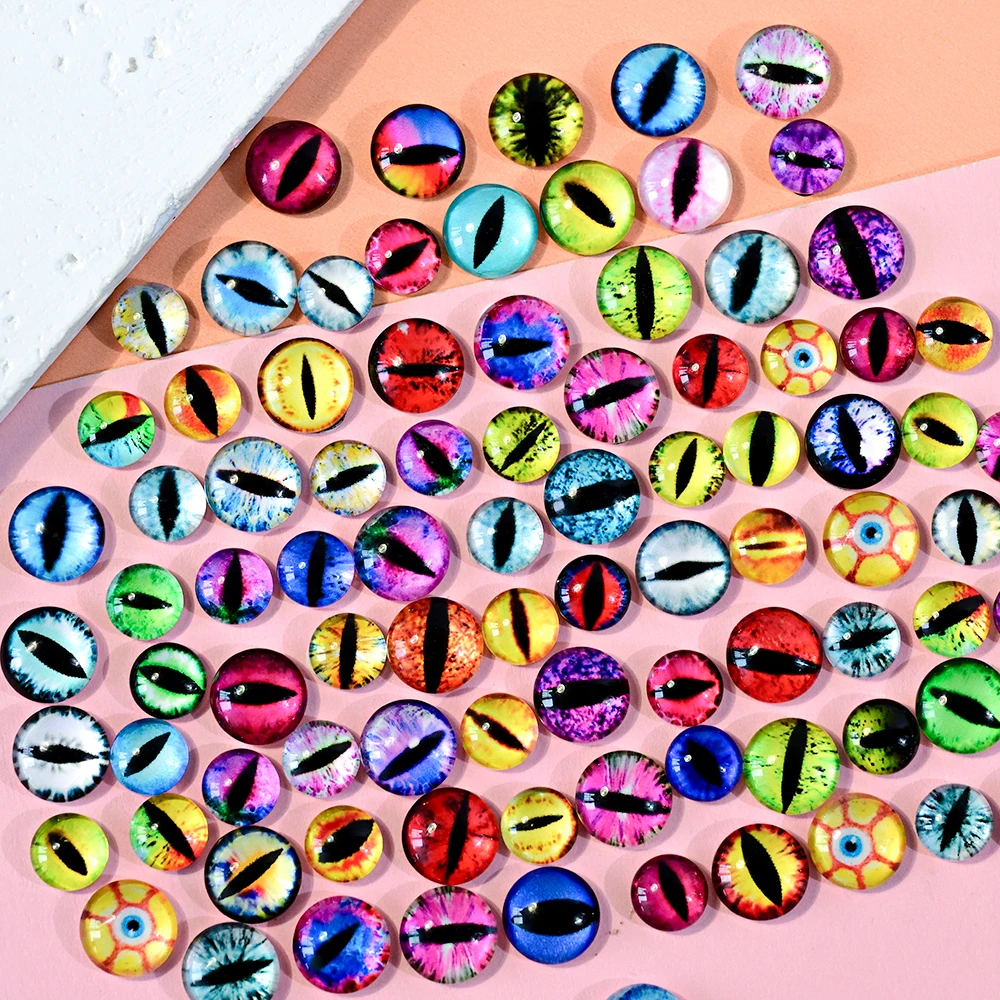 10/50/100 Stück 3D Drachen/Katzen/Schlangen-Augen Nagelcharms Gemischte Flache Teufelsaugen Tier-Augäpfel DIY Bastelarbeiten Maniküre-Dekoration – Detail 9