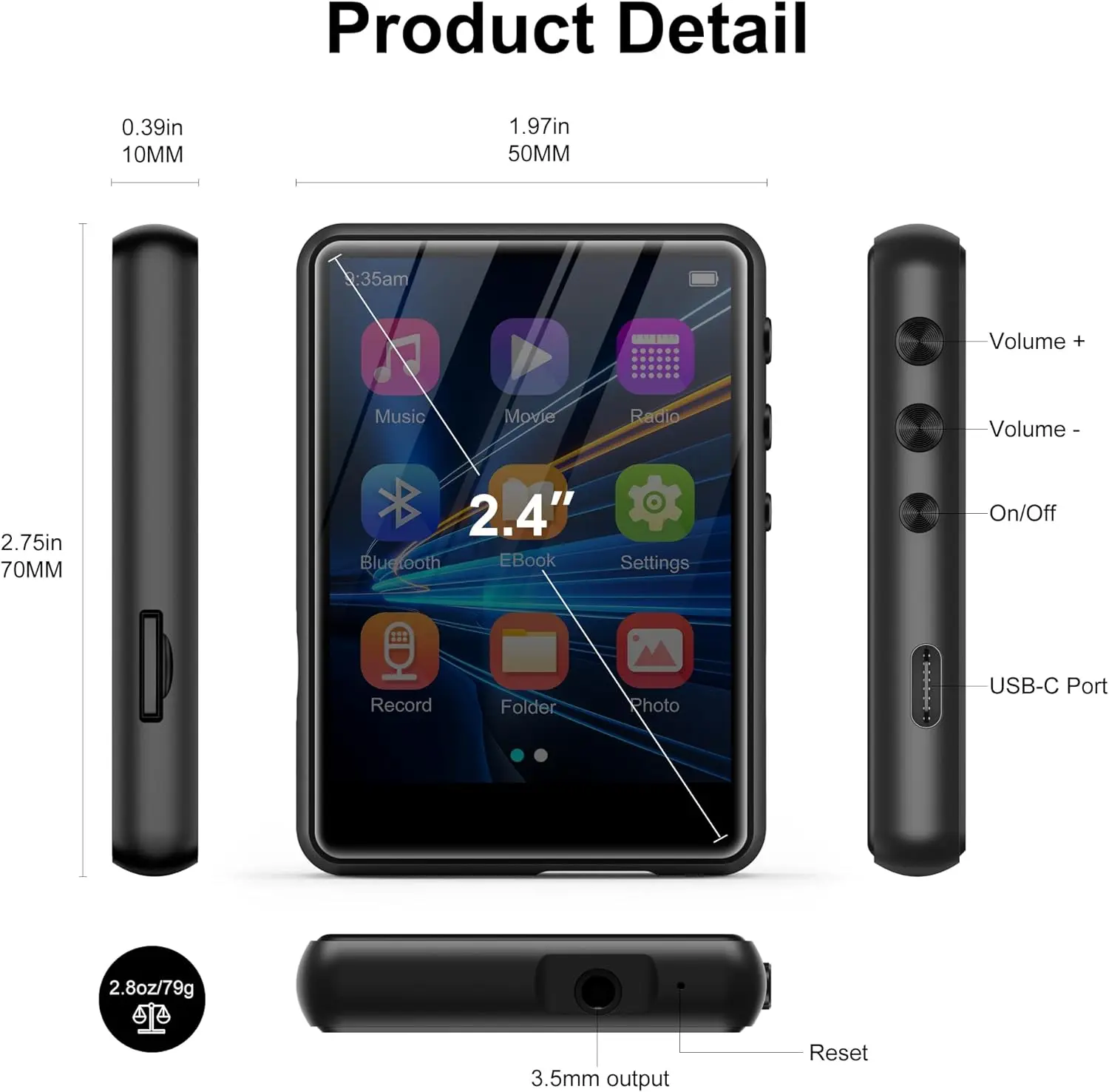 Portable Bluetooth MP3 MP4 Player with FM Radio