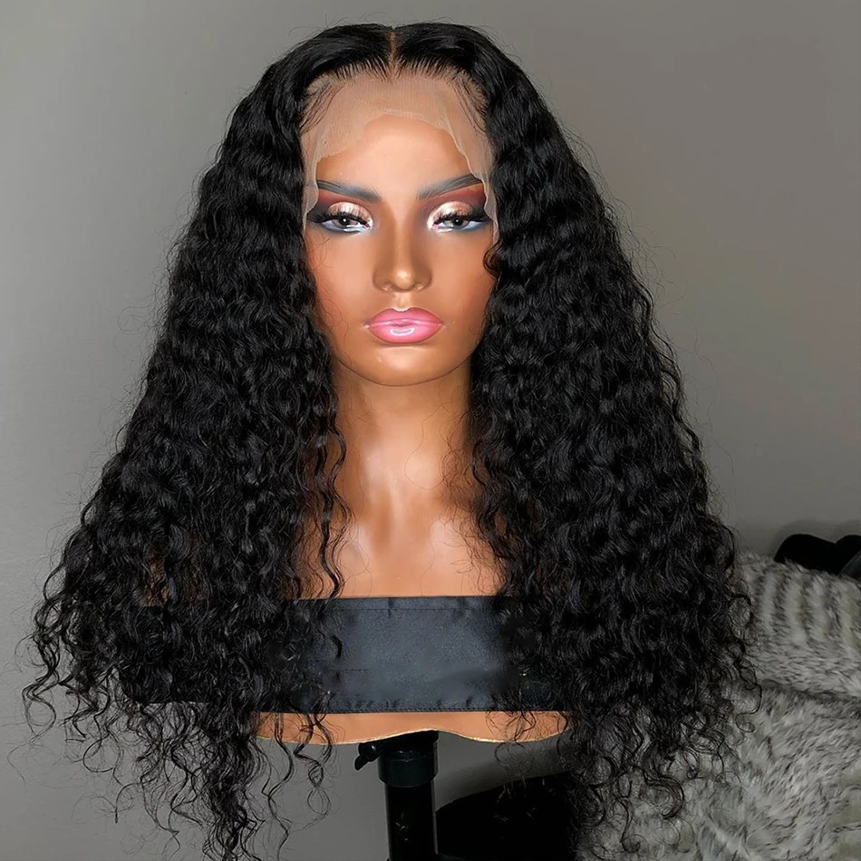 

Soft Natural Black 26Inch Long Kinky Cruly 180Density Lace Front Wig for Women BabyHair Glueless Preplucked Daily Heat Resistant