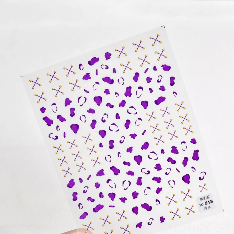 

[Meow.Sensei] Thin Tough 518 Hot Adhesive Cute Nail Stickers Japanese Stickers Nail Stickers Purple Leopard Print