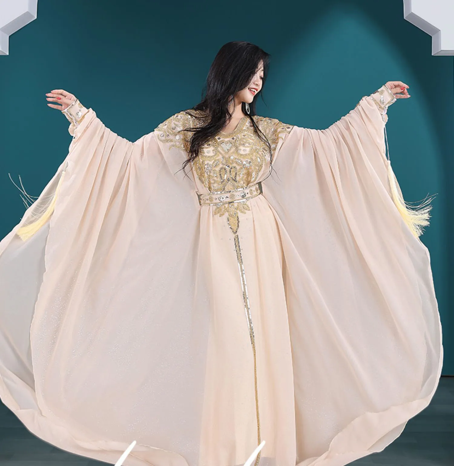 Egyptian Traditional Khaleeji Thobe Dress Folk Dance Belly