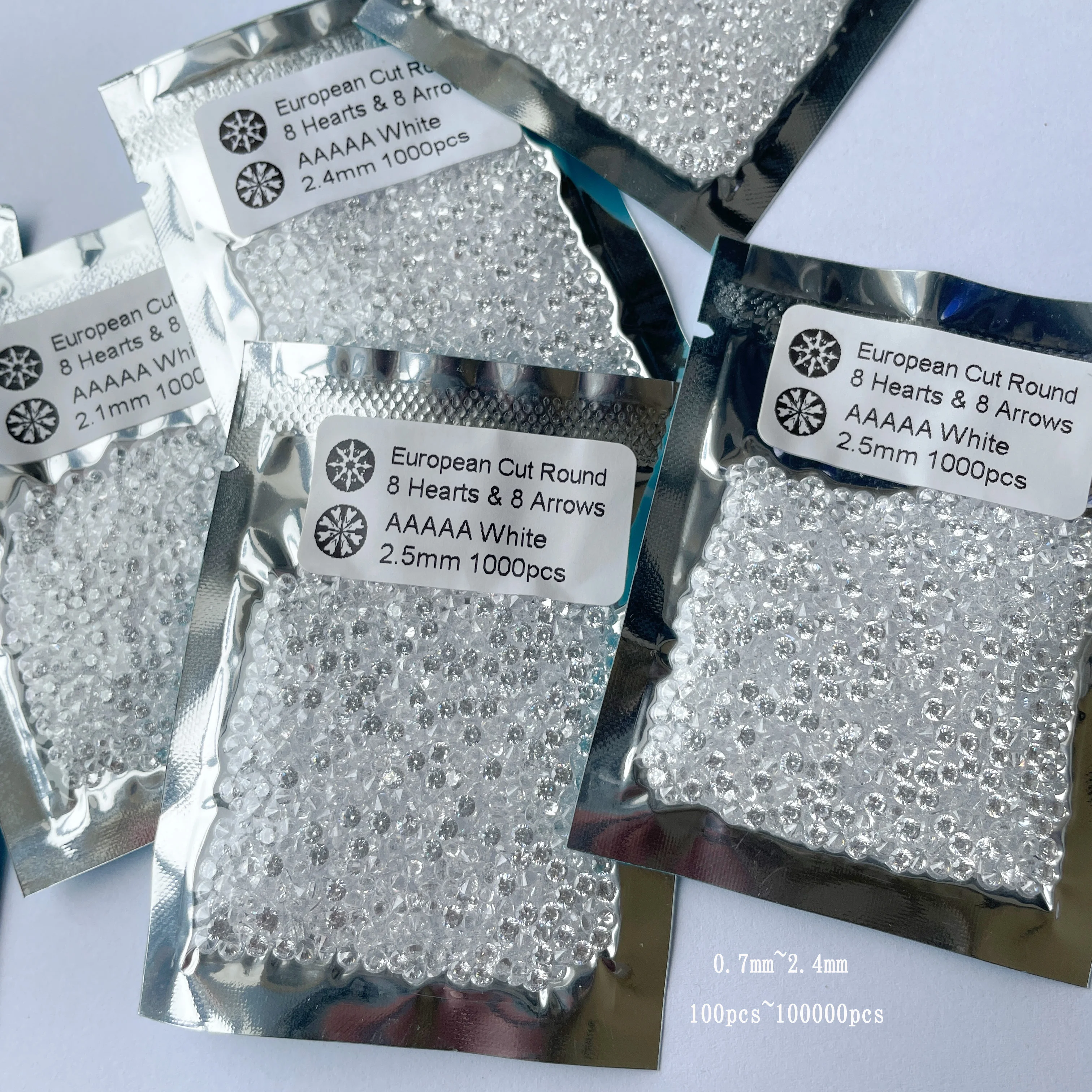 High Quality Small Size 0.7~2.4mm 100PCS~10000PCS Zircon Round White Cubic Zirconia Stones Beads For Jewelry Bracelets set DIY 2