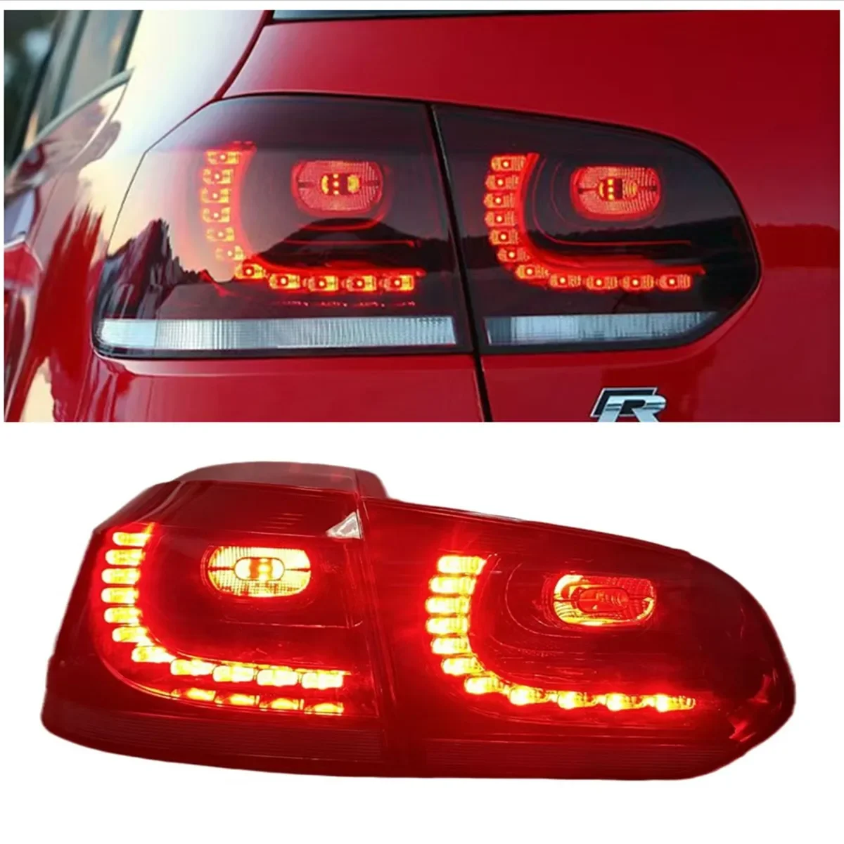 Tail Lights PAIR R Style LED Upgrade fits Volkswagen VW Golf MK 6 09-13