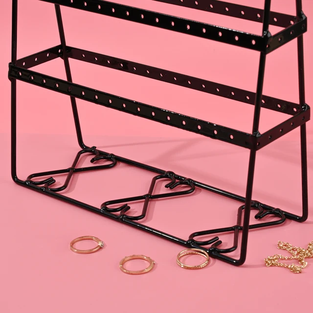 112 Lyukak 4 Rétegű Fülbevaló Duda Kétoldalas Tároló Állvány Női Ékszer Kijelző Szekrény Fém Polc - Image 5