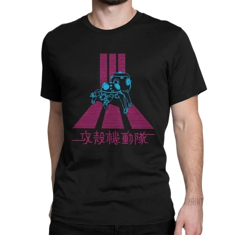 Vintage Ghost In The Shell GITS Tachikoma T-Shirt für Männer Baumwolle T Shirt Anime Batou Kurzarm T Shirt Geschenk idee Tops