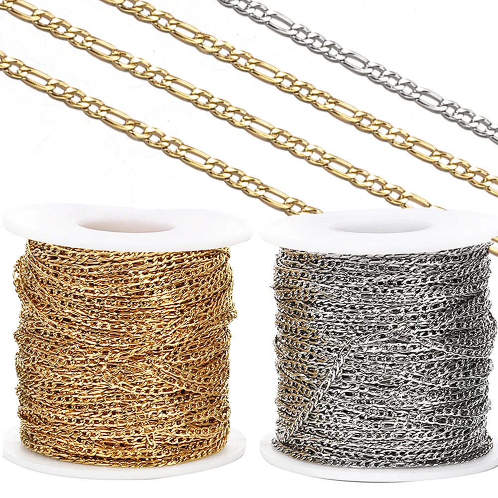 1meter Stainless Steel Chains for Jewelry Making DIY Rolo Cable Link Chains  Necklace Bracelet Handmade Accessories Wholesale