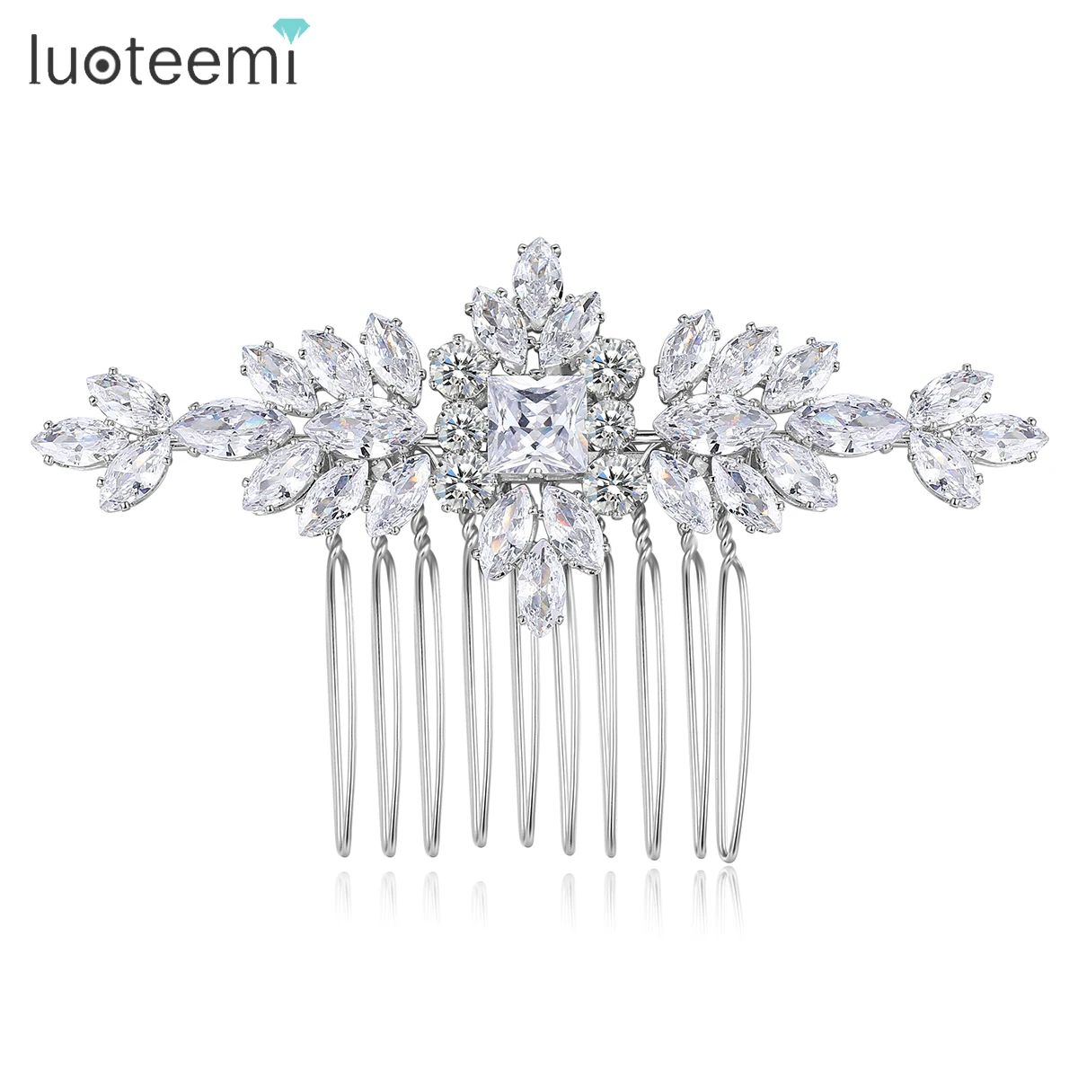 LUOTEEMI High Quality Cubic Zirconia Bridal Haircomb Flower CZ Wedding Hair Accessories 2023 New In Hairpin Christmas Gifts