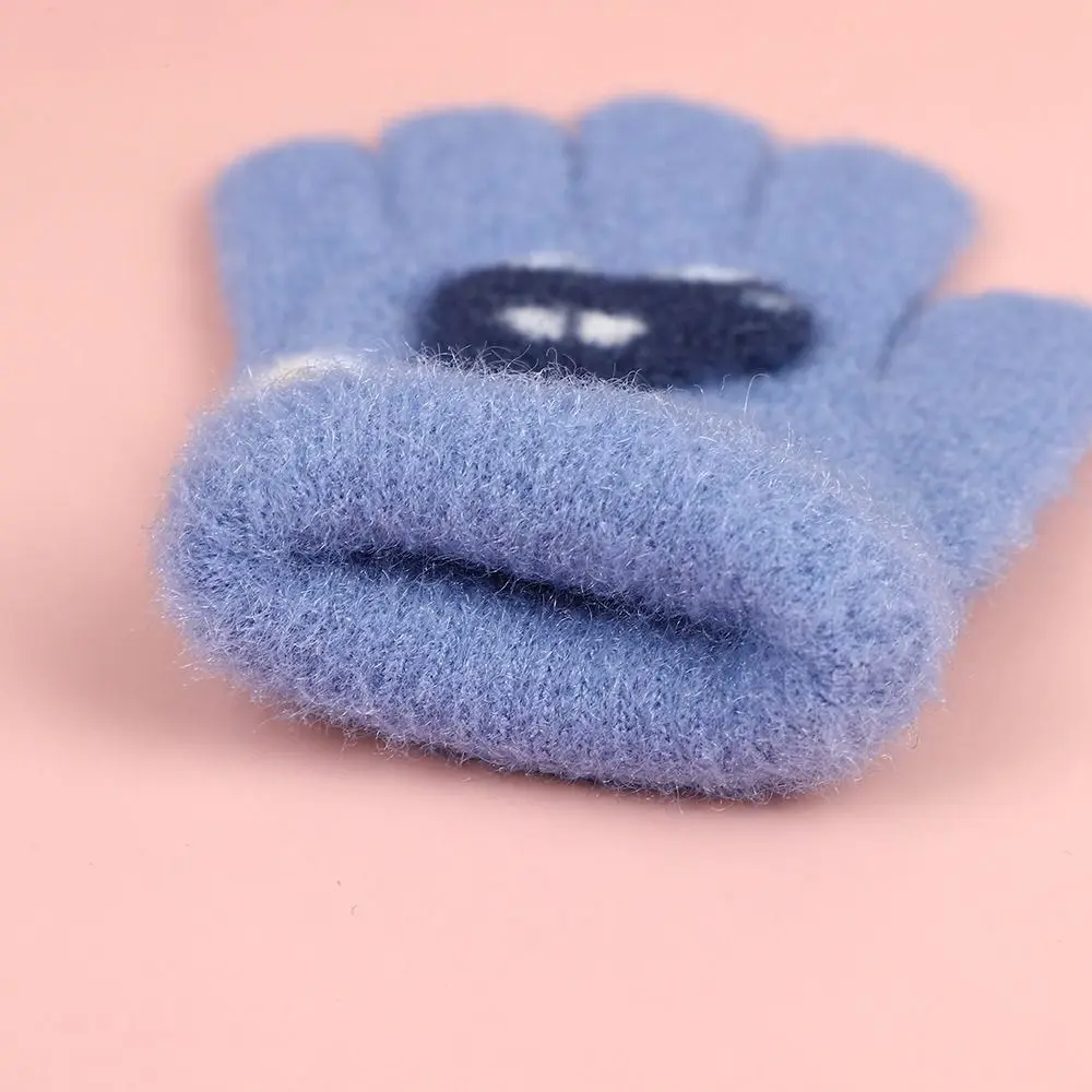 Winter Knitted Gloves Cartoon Warm Mittens Toddlers Outdoor Cartoon Pattern Cute Car Gloves For Kids Baby Girls