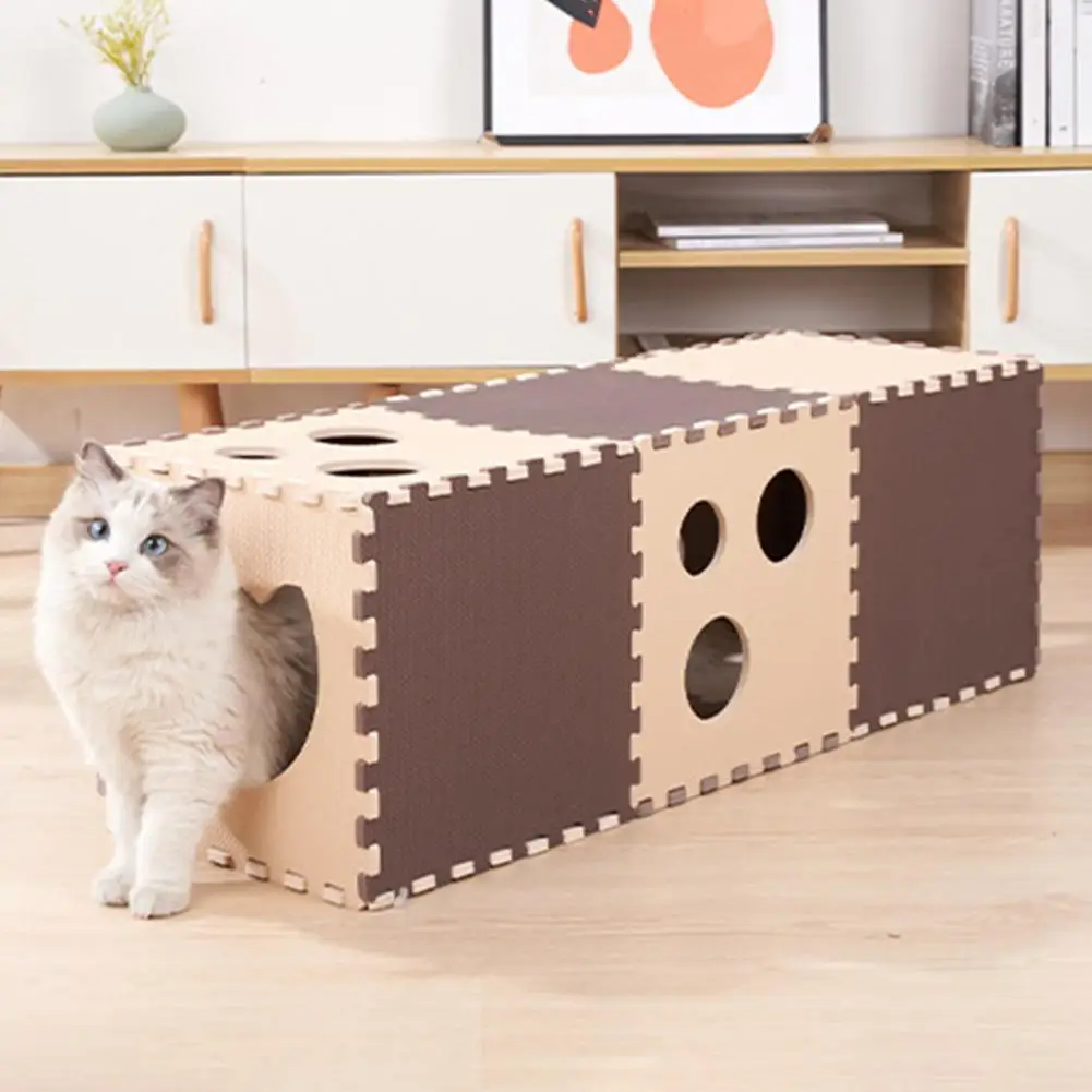 14Pcs Cats Tunnel Mats DIY Cat Tunnel Tube Kitty Tunnel Bored Pet Toys Peek Hole Toy Pet Kitten Rabbit Training Interactive Toy cat toy tower tracks cat toys interactive cat intelligence training amusement tunnel toy plate cat tower pet products cat tunnel