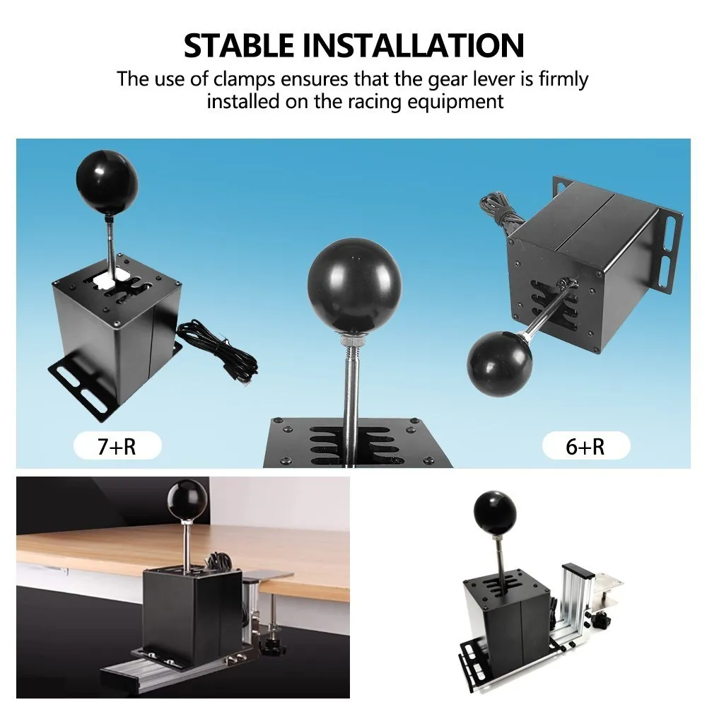 USB-Simulator-Schalthebel, 7 + R-Rennspiele H-Schalthebel,  Carbonfaser-Griff M8-Gewinde-Rennschalthebel, für G29 G27 G25 G920 T300RS  GT-Lenkrad, für