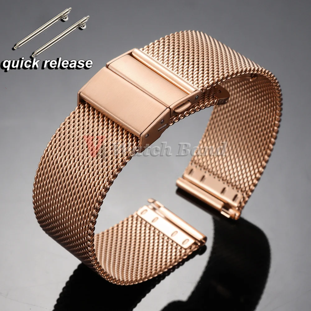Elegant Milanese Mesh Loop Stainless Steel Watch Strap with Quick Release