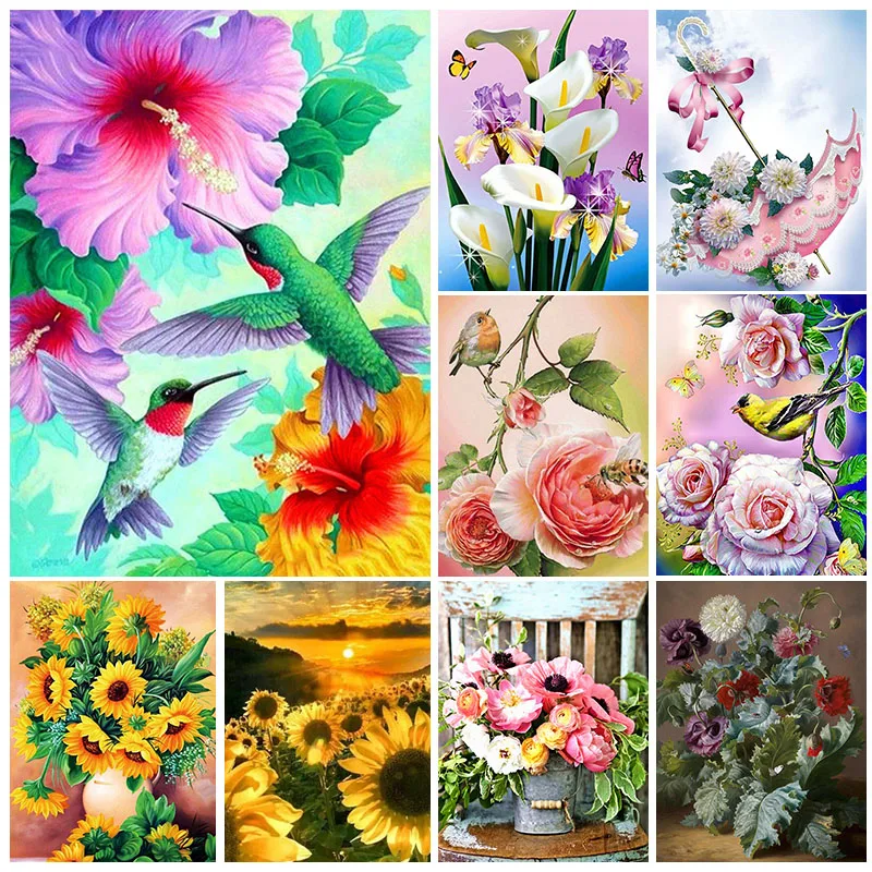 

5D DIY Diamond Painting Flowers Sunflower Scenery Embroidery Mosaic Pictures Full Drill Cross Stitch Kit Living Room Decor Gifts