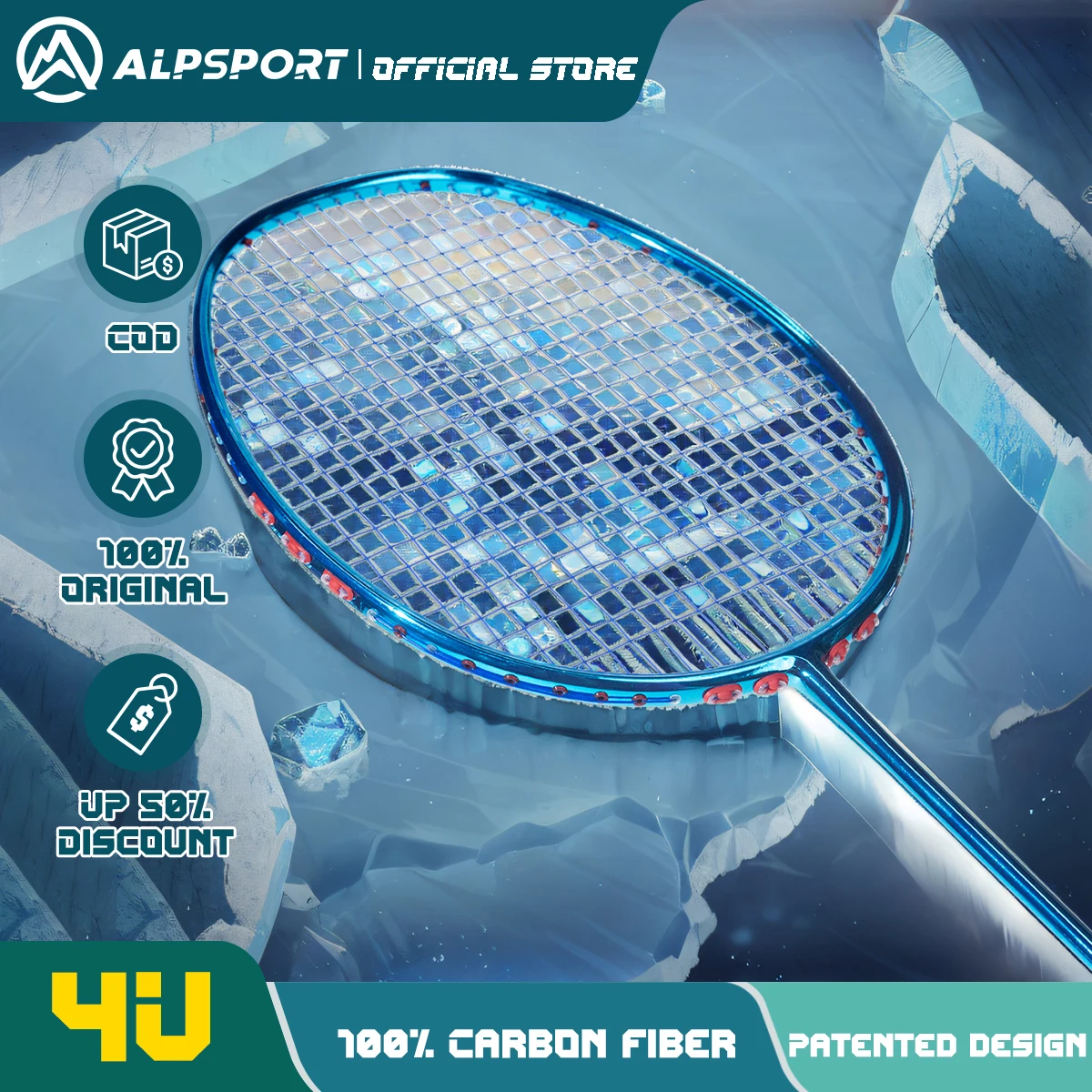ALP DU 4U 82g Badminton racket MAX 32 lbs Carbon Fiber with Dust-Free Plating Design Reket Professional Import Offense