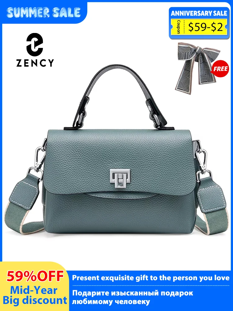 Zency Women's Genuine Leather Top-Handle Bag Simple Fashion Envelope Luxury Brand Shoulder Handbag Small Crossbody for Female 1