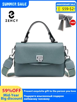Zency Women's Genuine Leather Top-Handle Bag Simple Fashion Envelope Luxury Brand Shoulder Handbag Small Crossbody for Female 1