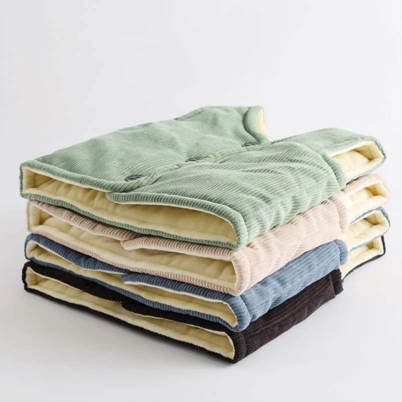 두꺼운 양털  조끼 소년 내부 외부 착용 면화 자켓 가을 겨울 어린이 의류 어린이를위한 따뜻한 탑  소년