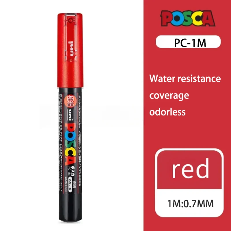 1PC Uni Posca Marker Stift Vollfarben PC-1M 3M 5m Acryl Marker Farbe Plufone auf Metall Glas Kunststoff Keramik Rock Reifen CD Papier – Detail 7