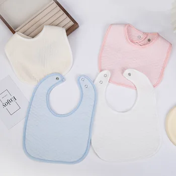 Bavaglini Impermeabili in Cotone Solido per Neonati, Asciugamano Assorbente per la Saliva, Panni per Alimentazione, Sciarpa Bandana con Bottone a Pressione per Neonati Maschi e Femmine