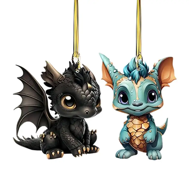 

3D Рождественский динозавр, автомобильное 2D плоское акриловое зеркало заднего вида, рождественские украшения