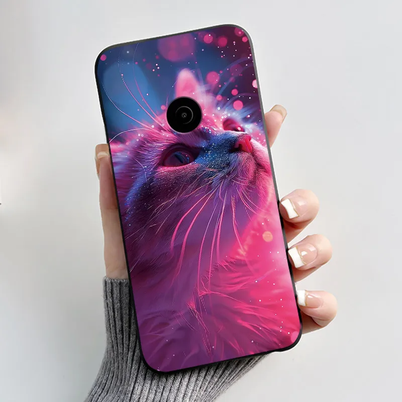 Aesthetic Cute Cat Cartoon Black Silicone Phone Case - Shockproof Protective Bumper