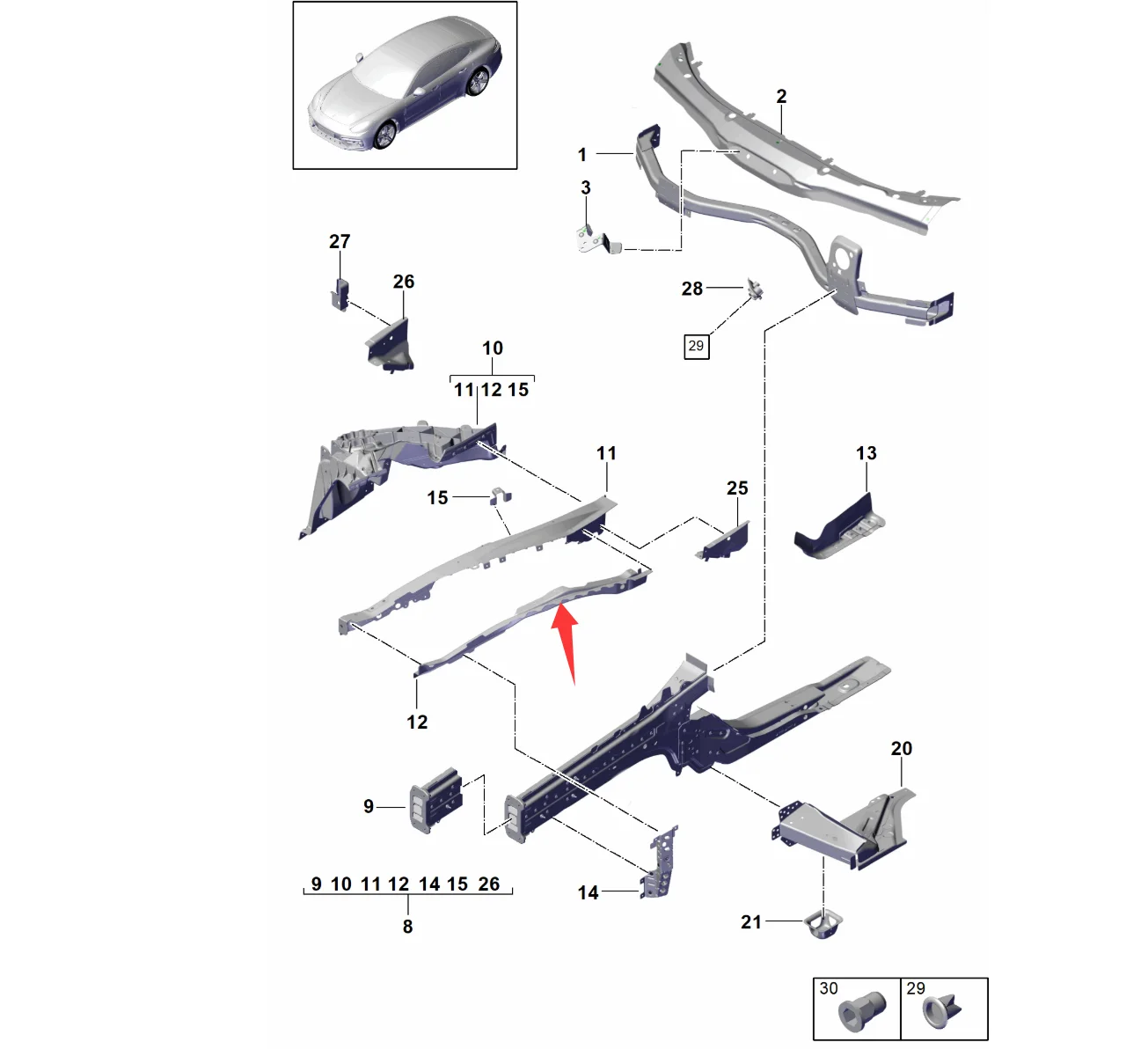 포르쉐 파나메라 971 2017용 프론트 펜더 브래킷 - 971805171Y  971805172Y  971805161Y  971805162Y