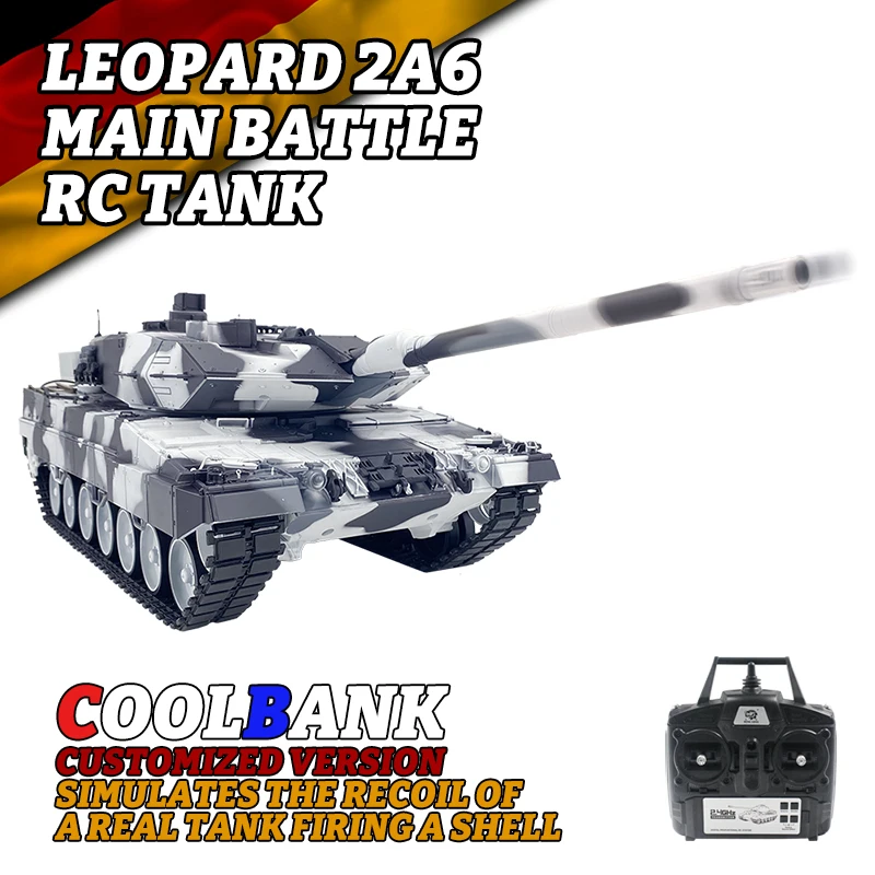 COOLBANK Henglong 3889-1 1/16 Scale German Leopard 2A6 Military Tank Model Battle RC Tank 2.4Ghz RC Tanks Hobby Gifts Customize 5