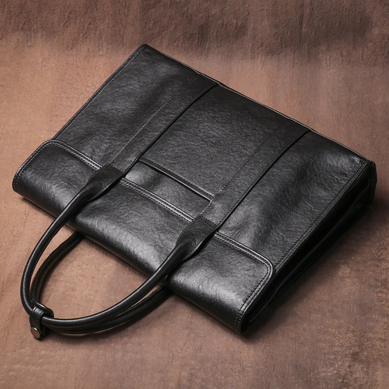 LUOKIR Men's Briefcase Genuine Leather Luxury Business Office Computer Bag Casual Travel Handbag File Bags For 14 Inch Laptop 5
