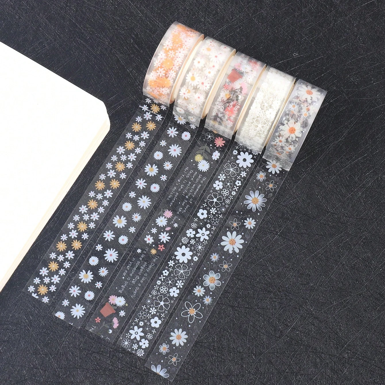 Vintage Flower Washi Tape 5 rolls/box small floral transparent PET material decorative tape must-have gift for friends