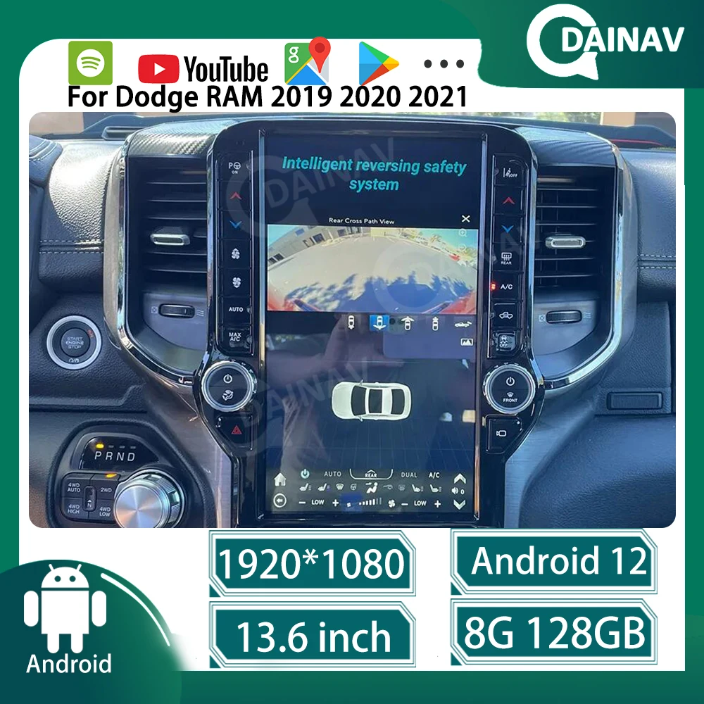 

13.6inch Tesla Android Screen Radio 2din For Dodge Ram 2019-2021 GPS Carplay Car Multimedia Video Player Stereo Navi Head Unit