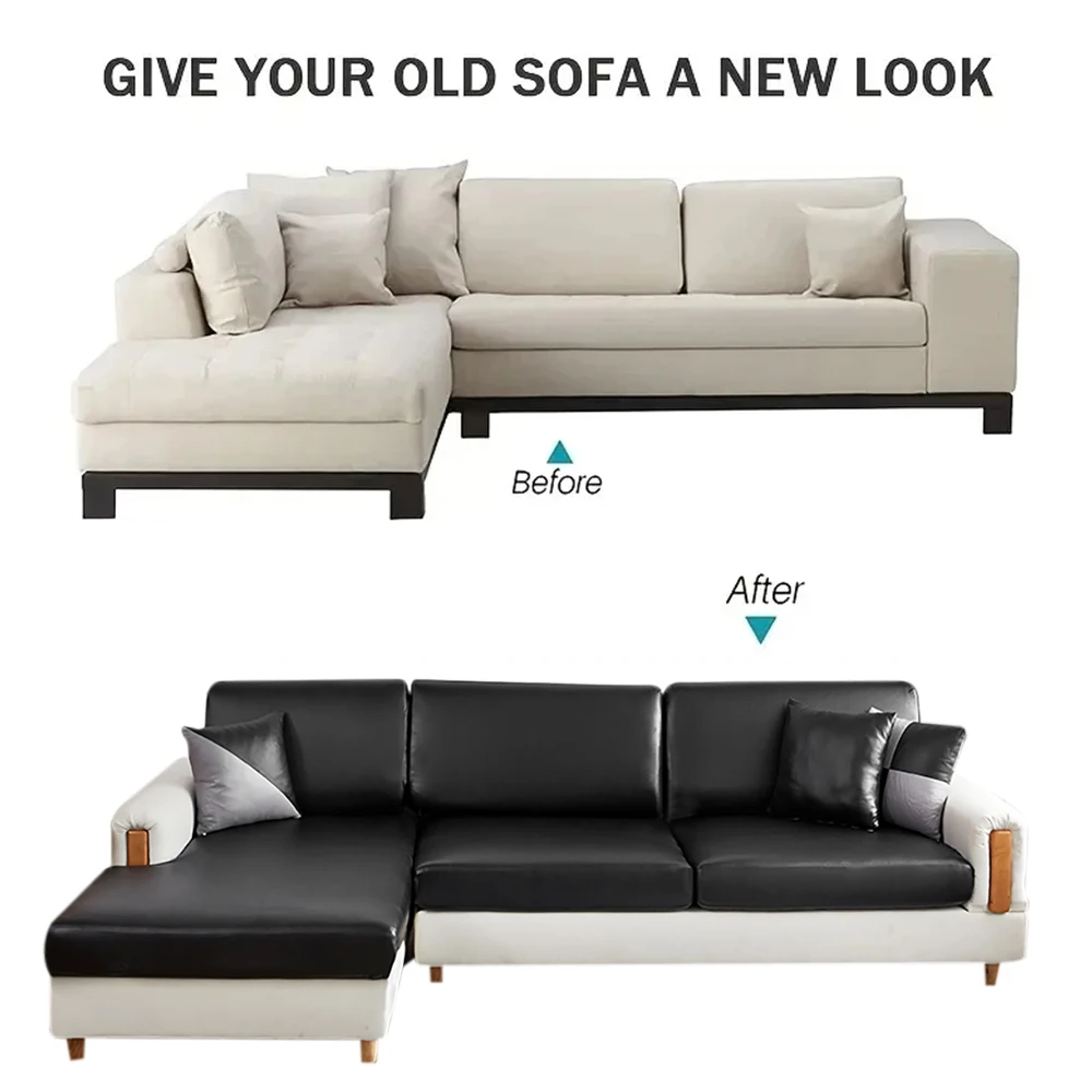 PU Waterproof Leather Sofa Seat Cover for Living Room Stretch Slipcover Furniture Protection 15 Solid Colors Sofa Couch Covers 6