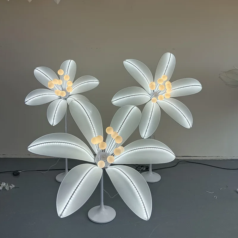 TEMAR Modern White Lily Wedding Lamp LED Light para o Partido Stage Road Chumbo Pouco Fresh Flower Background Decoração